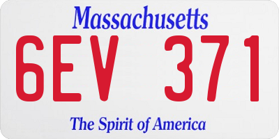 MA license plate 6EV371
