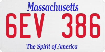 MA license plate 6EV386