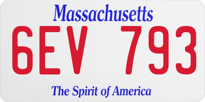 MA license plate 6EV793
