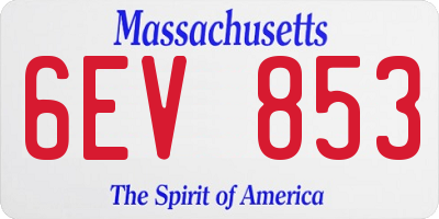 MA license plate 6EV853