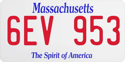 MA license plate 6EV953
