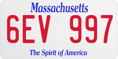 MA license plate 6EV997
