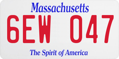 MA license plate 6EW047