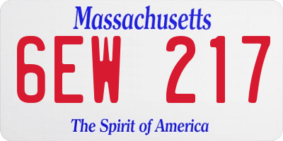 MA license plate 6EW217