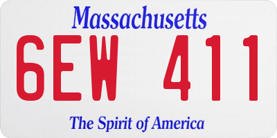 MA license plate 6EW411