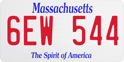 MA license plate 6EW544