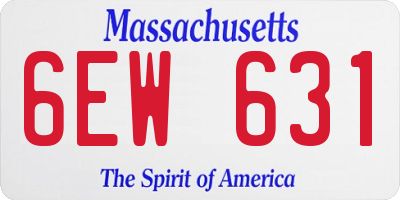MA license plate 6EW631