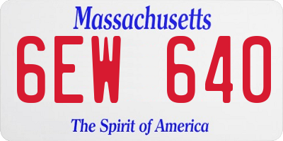MA license plate 6EW640