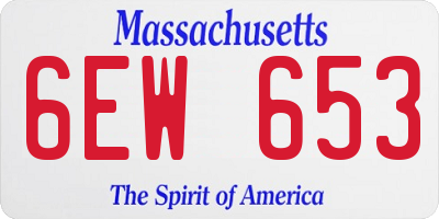 MA license plate 6EW653