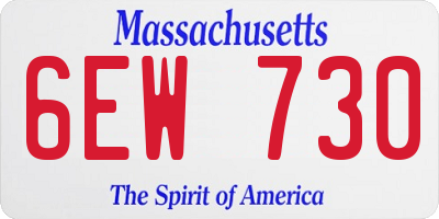 MA license plate 6EW730