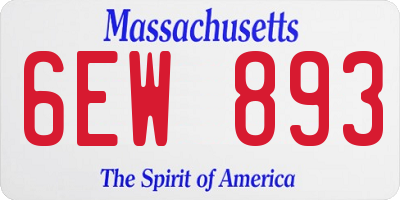 MA license plate 6EW893