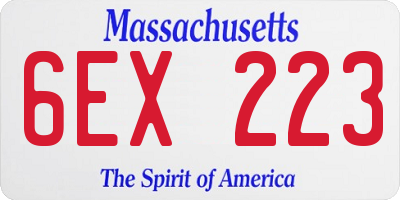 MA license plate 6EX223