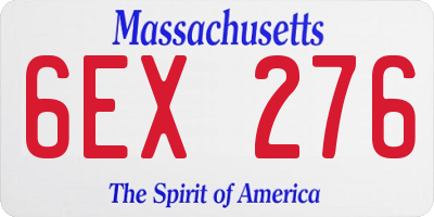 MA license plate 6EX276