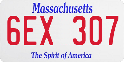 MA license plate 6EX307