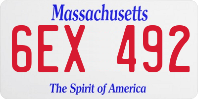 MA license plate 6EX492