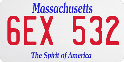 MA license plate 6EX532