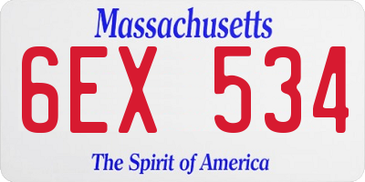 MA license plate 6EX534