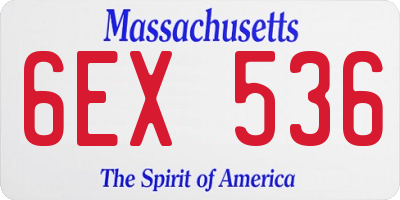 MA license plate 6EX536