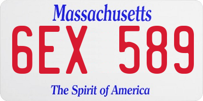 MA license plate 6EX589