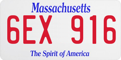 MA license plate 6EX916