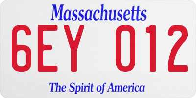 MA license plate 6EY012