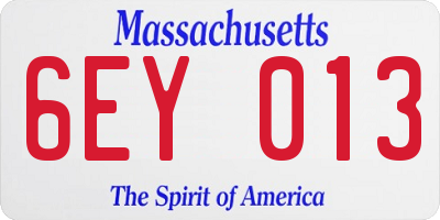 MA license plate 6EY013