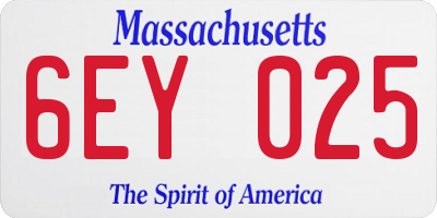 MA license plate 6EY025