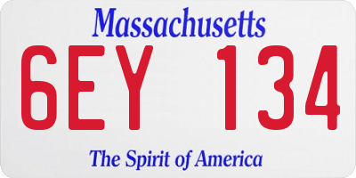 MA license plate 6EY134