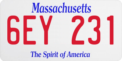 MA license plate 6EY231