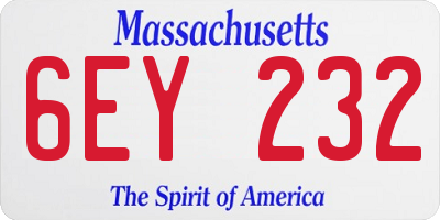 MA license plate 6EY232