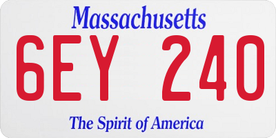 MA license plate 6EY240