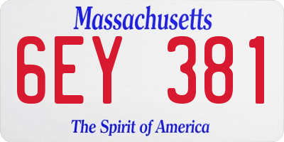 MA license plate 6EY381