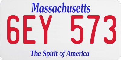 MA license plate 6EY573