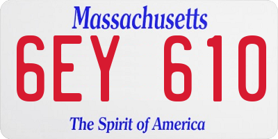 MA license plate 6EY610