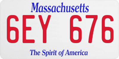 MA license plate 6EY676