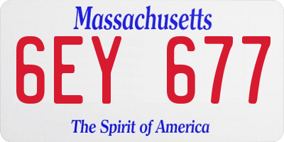 MA license plate 6EY677