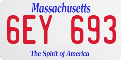 MA license plate 6EY693