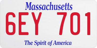 MA license plate 6EY701