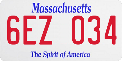 MA license plate 6EZ034