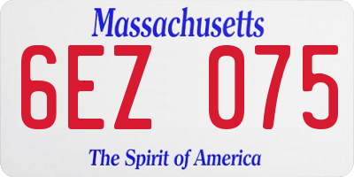MA license plate 6EZ075