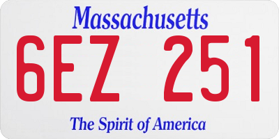 MA license plate 6EZ251