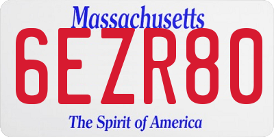 MA license plate 6EZR80