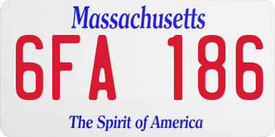 MA license plate 6FA186