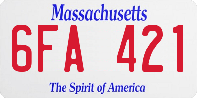 MA license plate 6FA421