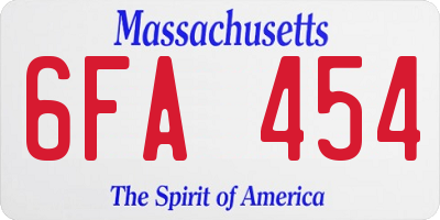 MA license plate 6FA454