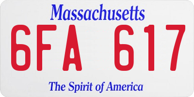 MA license plate 6FA617