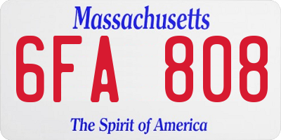 MA license plate 6FA808