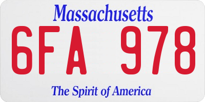 MA license plate 6FA978