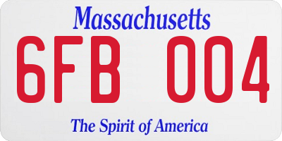 MA license plate 6FB004
