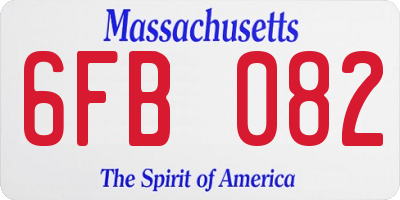 MA license plate 6FB082